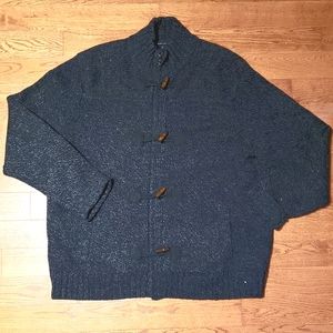 BANANA REPUBLIC  Full Zip Toggle wool/cashmere Sweater - Blue Heather sz 2XL